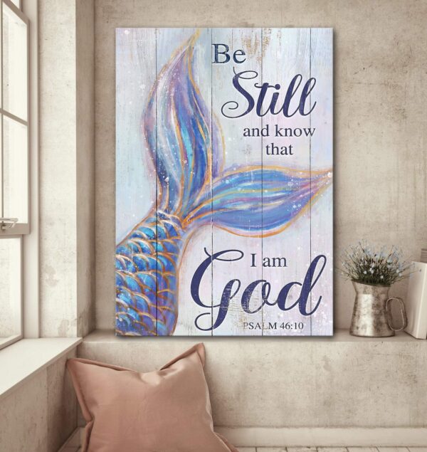 Mermaid - Be still and know that I am God - Jesus Portrait Canvas Print - Wall Art