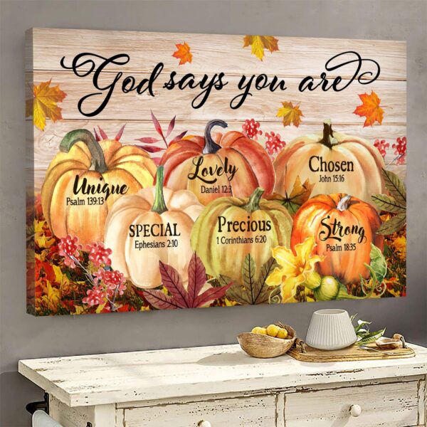 Pumpkin - God says you are - Jesus Landscape Canvas Print - Wall Art