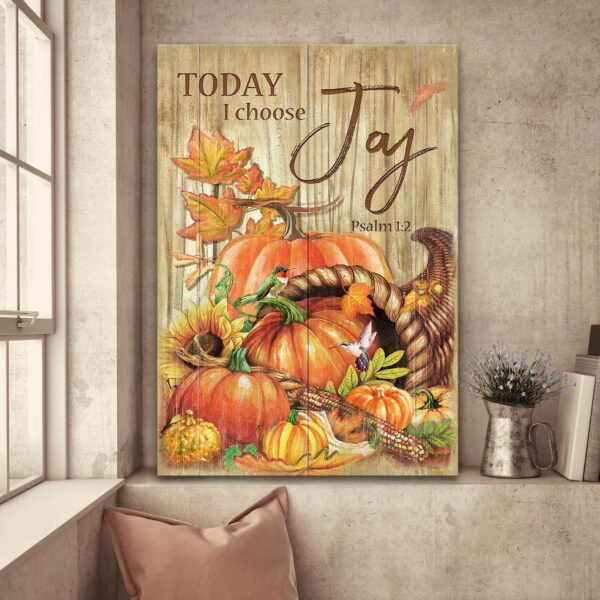 Pumpkin with hummingbird - Today I choose joy - Jesus Portrait Canvas Print - Wall Art