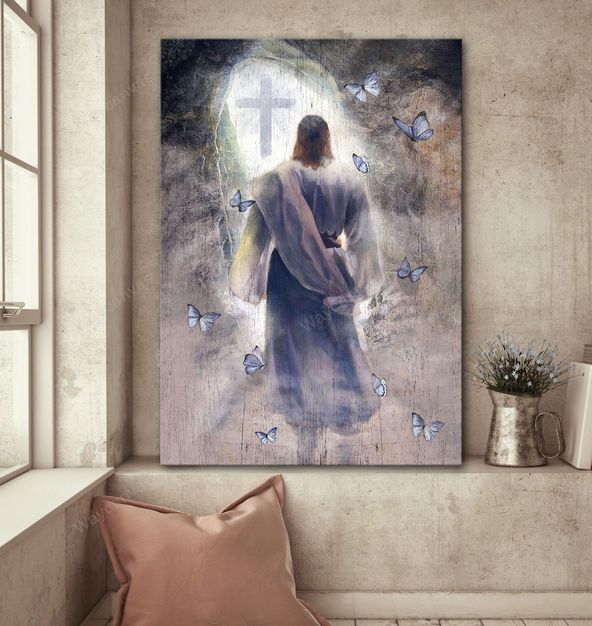 Follow him toward the light - Jesus Portrait Canvas Print - Wall Art ...
