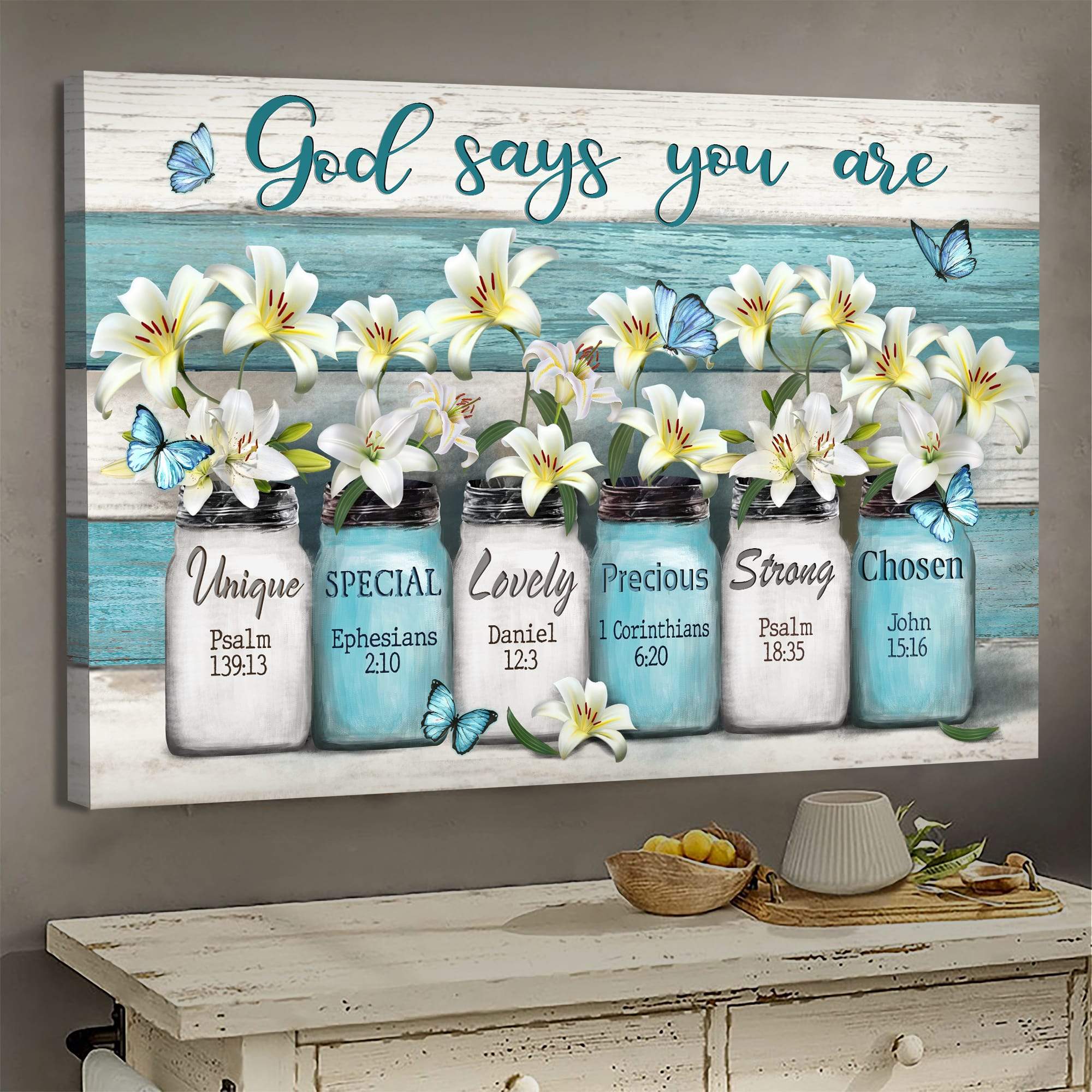 Lily flower - God says you are - Jesus Landscape Canvas Print - Wall ...