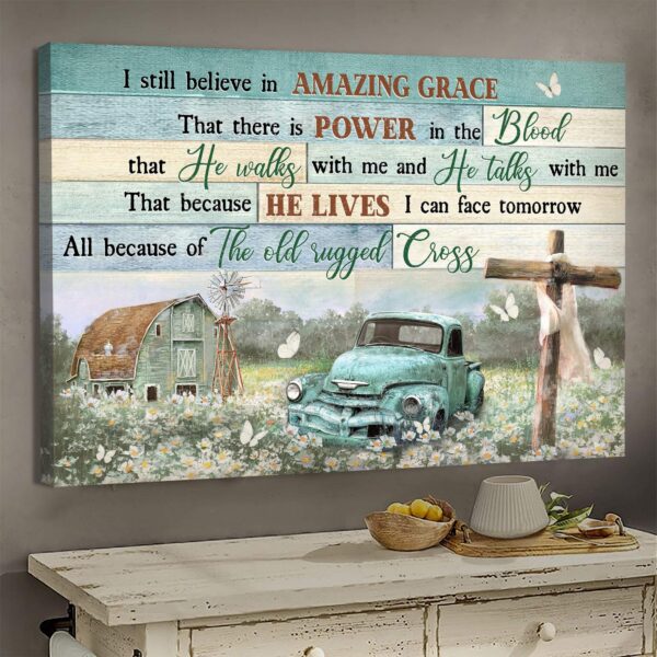 Jesus - On the beautiful field - I still believe in amazing grace - Landscape Canvas Print - Wall Art