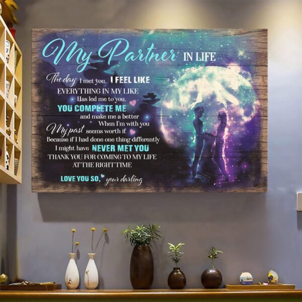 Lovers in the moonlight - You complete me - Couple Landscape Canvas Print - Wall Art