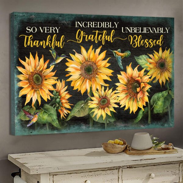 Jesus - Sunflower - Thankful, grateful, blesses - Landscape Canvas Print - Wall Art