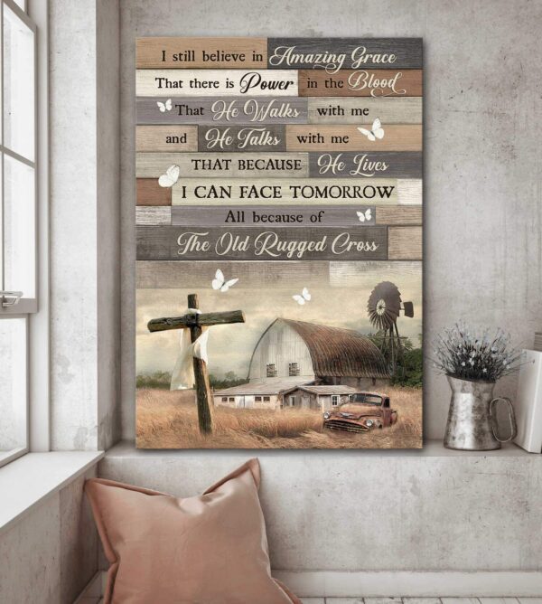 Jesus - Tranquil farm - I still believe in amazing grace - Portrait Canvas Print - Wall Art