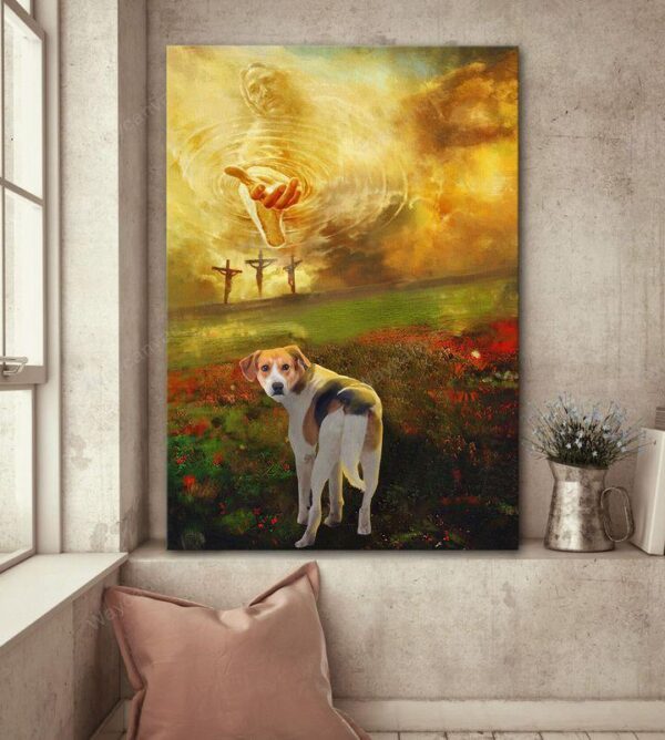 Jesus and Beagle - To the beautiful world Beagle Portrait Canvas Print - Wall Art