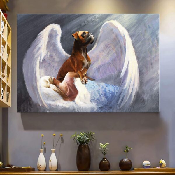 Girl and Boxer with beautiful wings Boxer Landscape Canvas Print - Wall Art