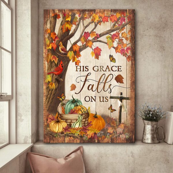 Jesus - Maple tree - His grace fall on us - Portrait Canvas Print - Wall Art