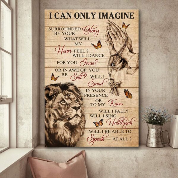 Jesus - Lion and Jesus - I can only imagine - Portrait Canvas Print - Wall Art