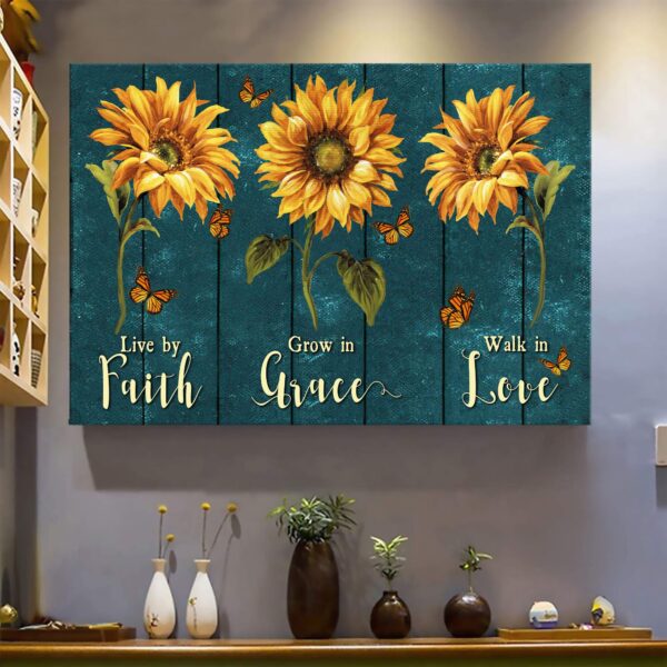 Sunflower - Faith, grace, love - Jesus Landscape Canvas Print - Wall Art