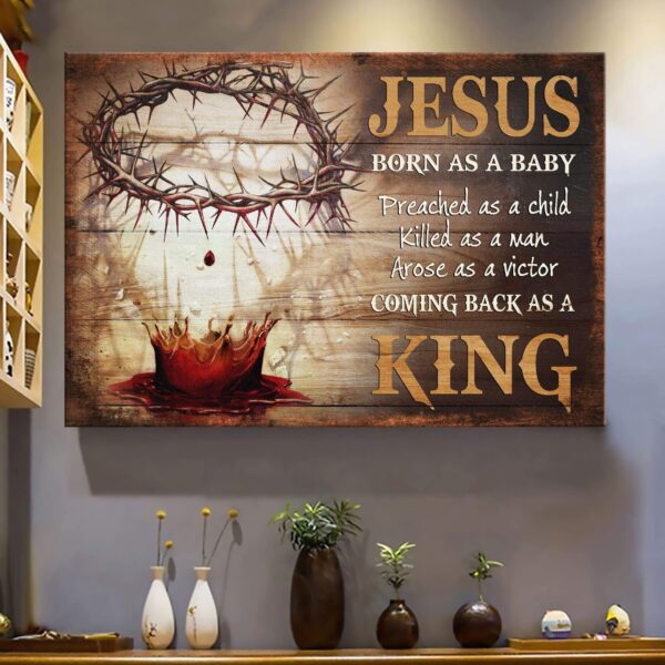 Jesus - Born as a baby, coming back as a King Jesus Landscape Canvas Print - Wall Art