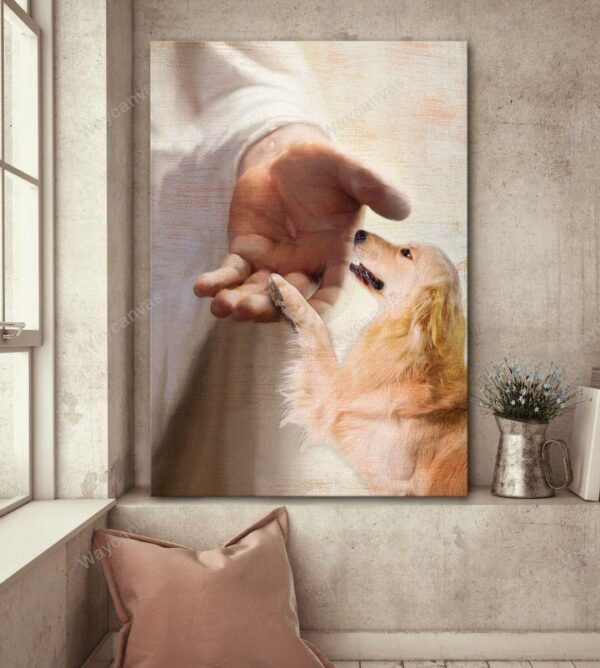 Golden Retriever - Take my hand Golden retriever Portrait Canvas Print - Wall Art