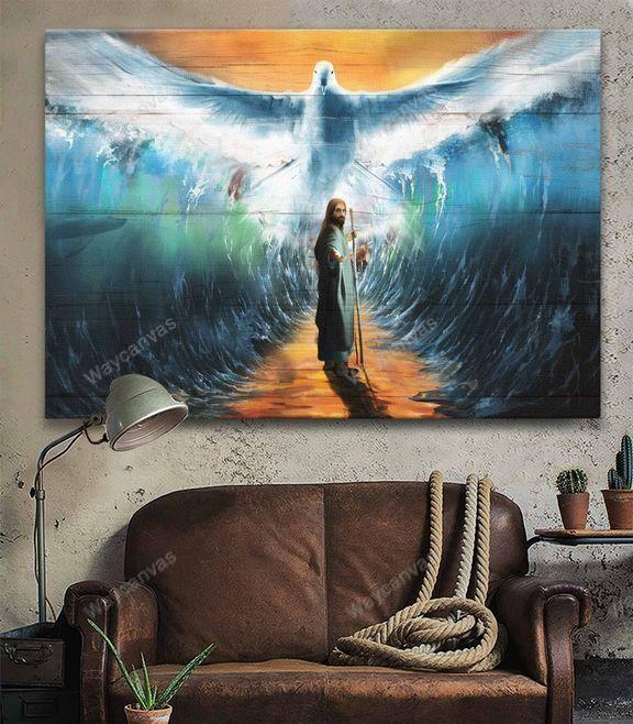 Jesus and beautiful dove Jesus Landscape Canvas Print - Wall Art
