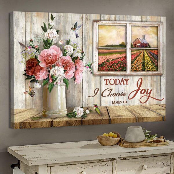 Jesus - Garden Rose - Today I choose joy - Landscape Canvas Print - Wall Art