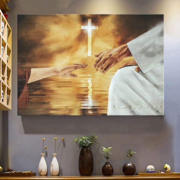 Shining cross - Reach out your hand Jesus Landscape Canvas Print - Wall Art