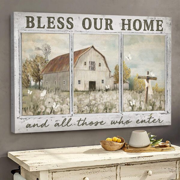 Jesus - Amazing Farm - Bless our home and all those who enter - Landscape Canvas Print - Wall Art