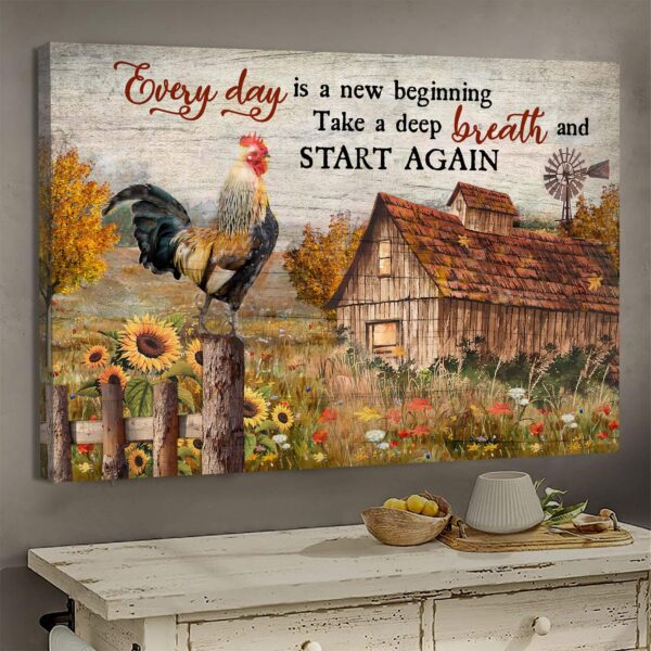 Jesus - Wonderful farm - Everyday is a new beginning - Landscape Canvas Print - Wall Art