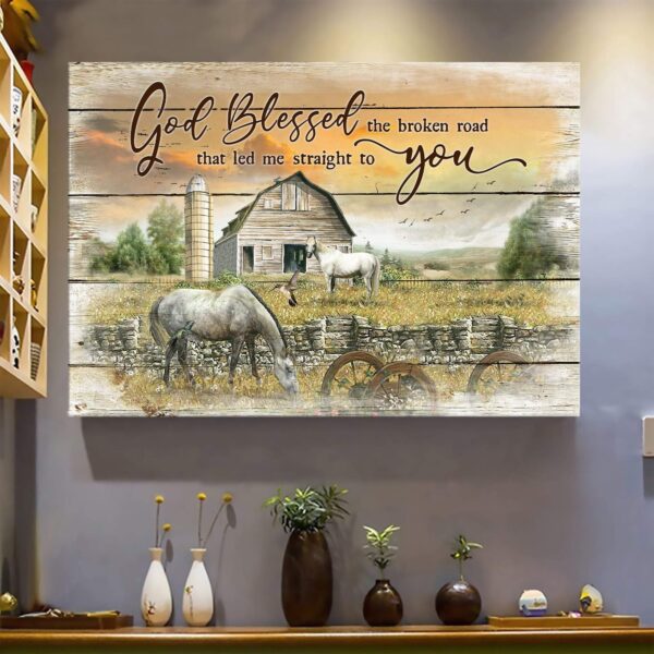 Peaceful farm - God blessed the broken road that led me to you - Couple Landscape Canvas Print - Wall Art