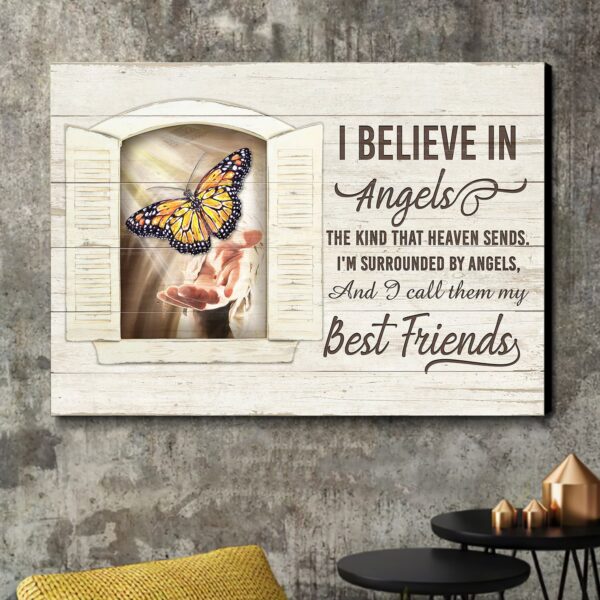 I believe in angel and call them my best friends Heaven Landscape Canvas Print - Wall Art