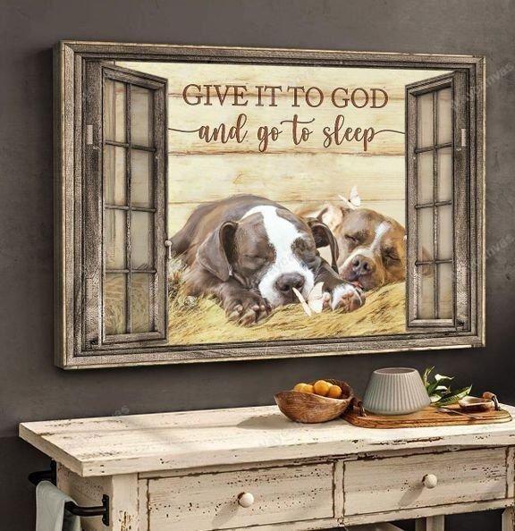 Pit bull - Give it to God and go to sleep Pit bull Landscape Canvas Print - Wall Art