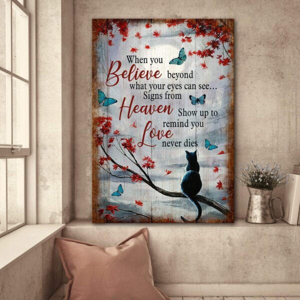 Heaven - Black cat - Love never dies - Portrait Canvas Print - Wall Art