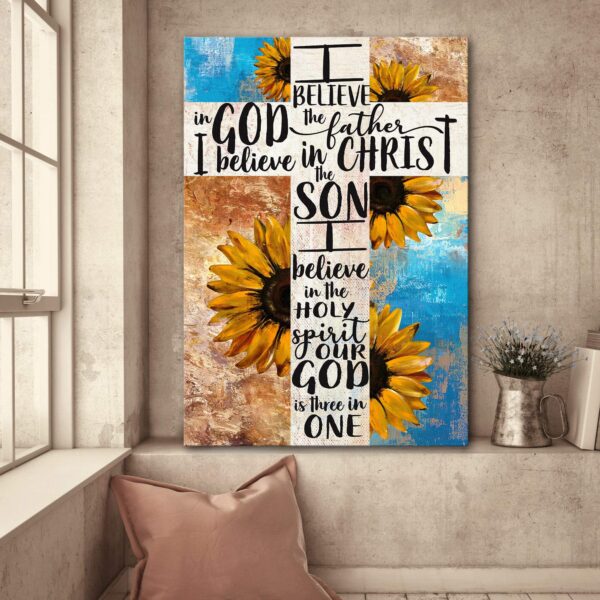 Sunflower - Our god is three in one - Jesus Portrait Canvas Print - Wall Art
