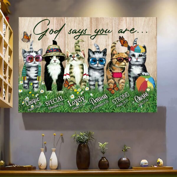 Kitties - God says you are - Jesus Landscape Canvas Print - Wall Art