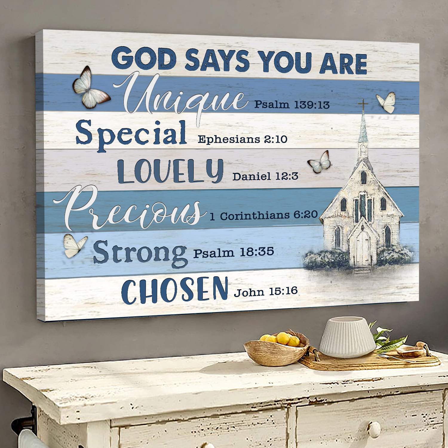 Jesus - Church and butterfly - God says you are - Landscape Canvas ...