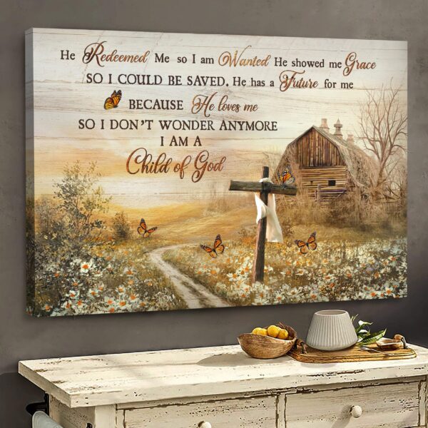 Jesus - Beautiful farm - He redeemed me - Landscape Canvas Print - Wall Art