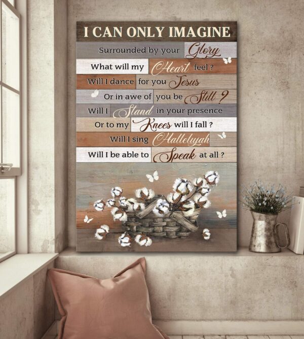 Jesus - Soft cotton flower in a basket - I can only imagine - Portrait Canvas Print - Wall Art