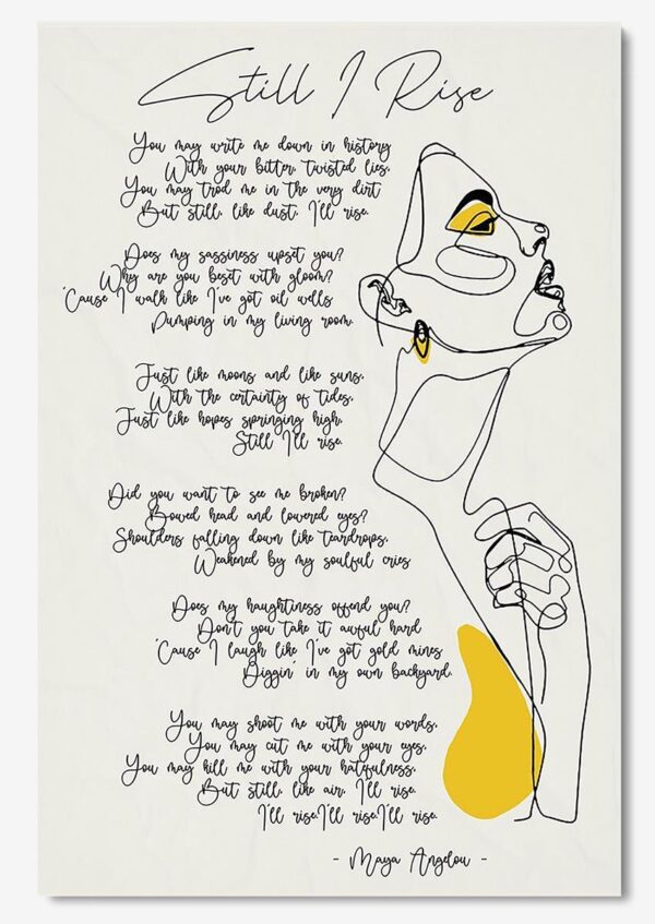 Still I Rise Maya Angelou Poem Wal Art Motivation Quote For Housewarming Home Decor Poster