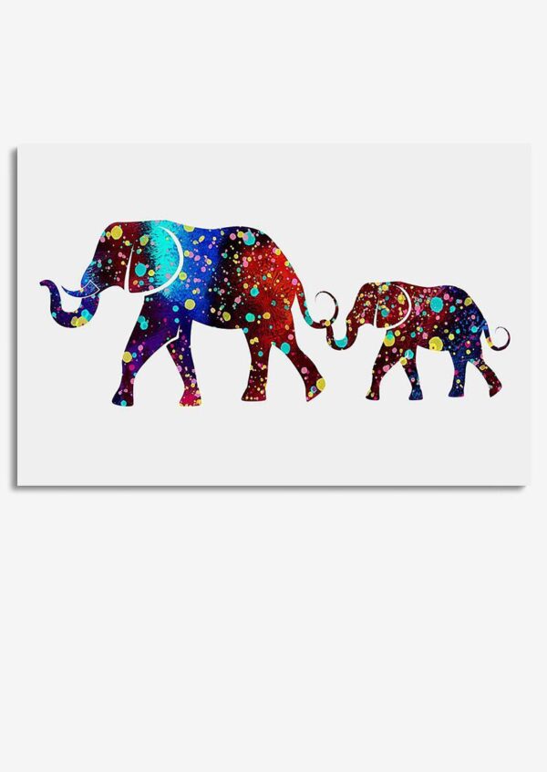 Elephant Family Watercolor Wall Art For Home Decor Housewarming Bedroom Decor 02