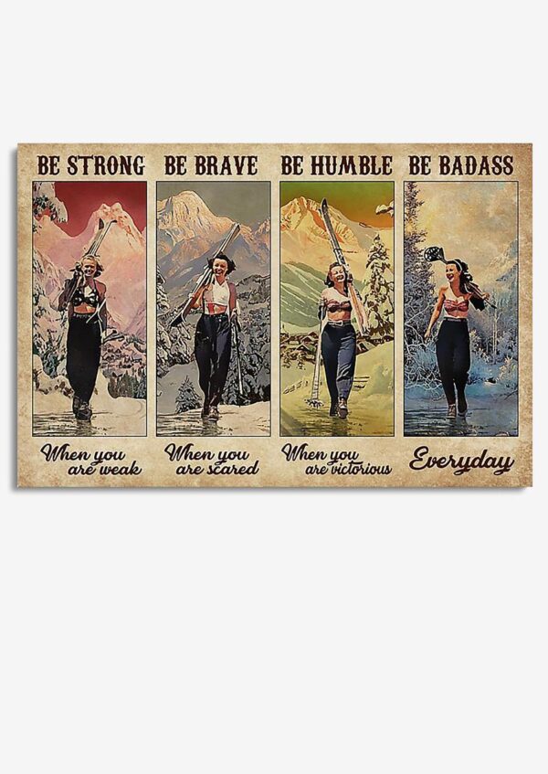 Four Skiing Be Humble Skiing Wall Art For Toilet Decor