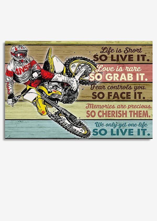 Motorcycle Fear Controls You So Face It For Garage Decor Motobike Retro Print Rider