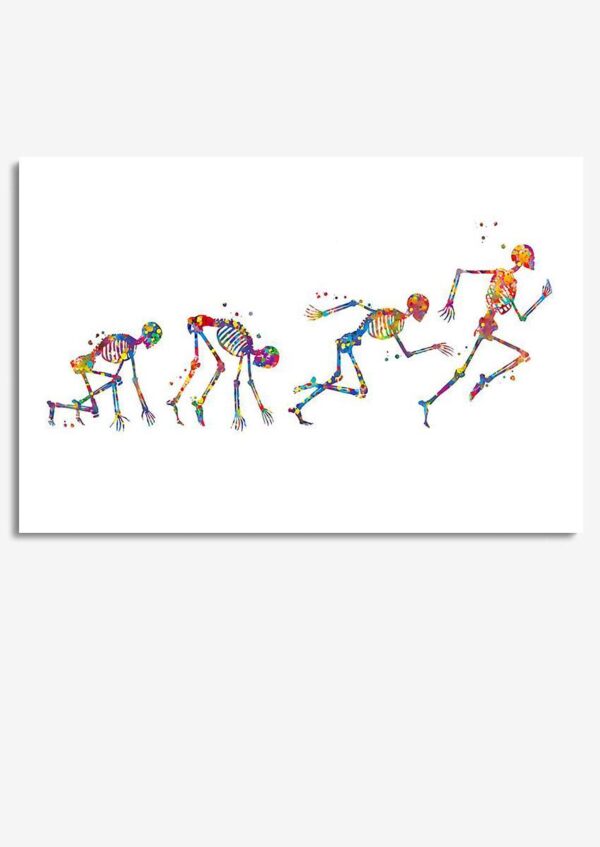 Running Skeleton Funny Watercolor Wall Art Gift For Marathon Runner Athletes Sportman 02