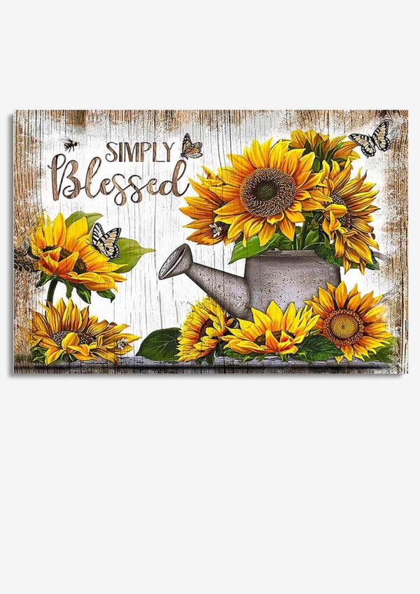 Simply Blessed Sunflower Drawing Wooden Wall Art For Home Decor Housewarming