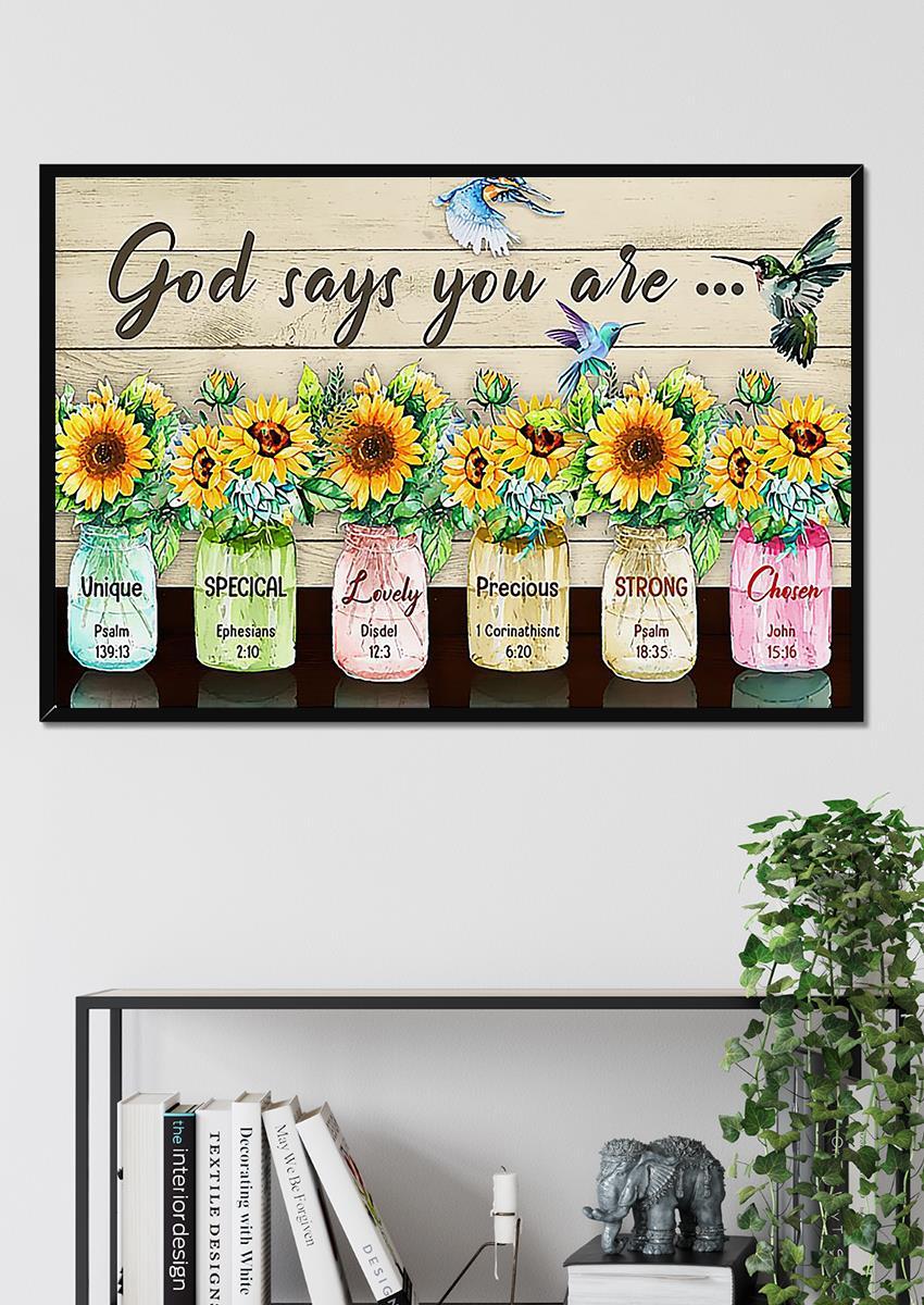 Sunflowers God Say You Are Motivation Quote Wall Art For Home Decor ...