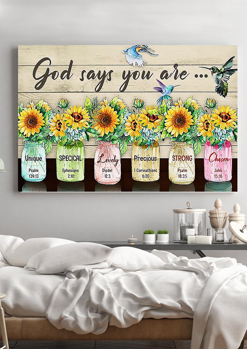 Sunflowers God Say You Are Motivation Quote Wall Art For Home Decor ...