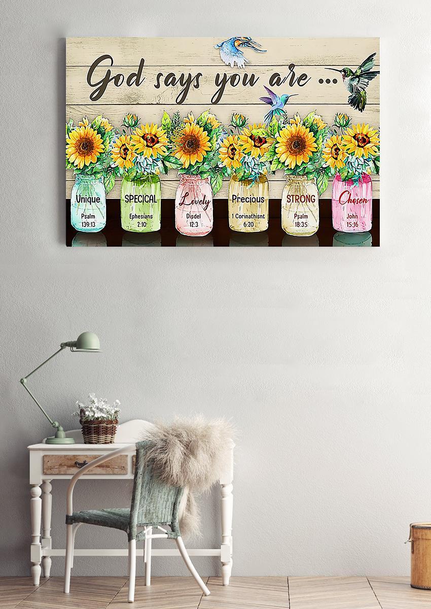 Sunflowers God Say You Are Motivation Quote Wall Art For Home Decor ...