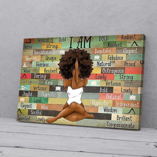 I Am Black Beautiful Bold Unique Girl Yoga Matte Canvas