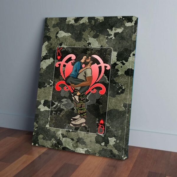 Heart King And Queen Black Couple Matte Canvas