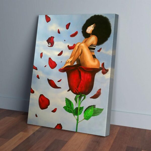Girl With Roses Matte Canvas