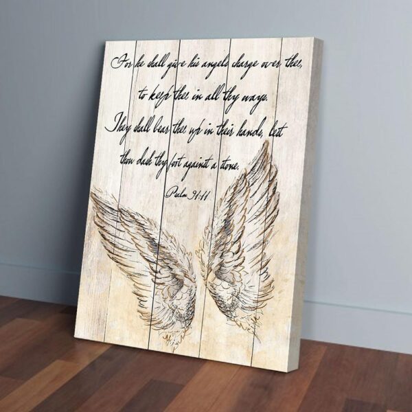 For He Shall Give His Angel Of Wing Matte Canvas