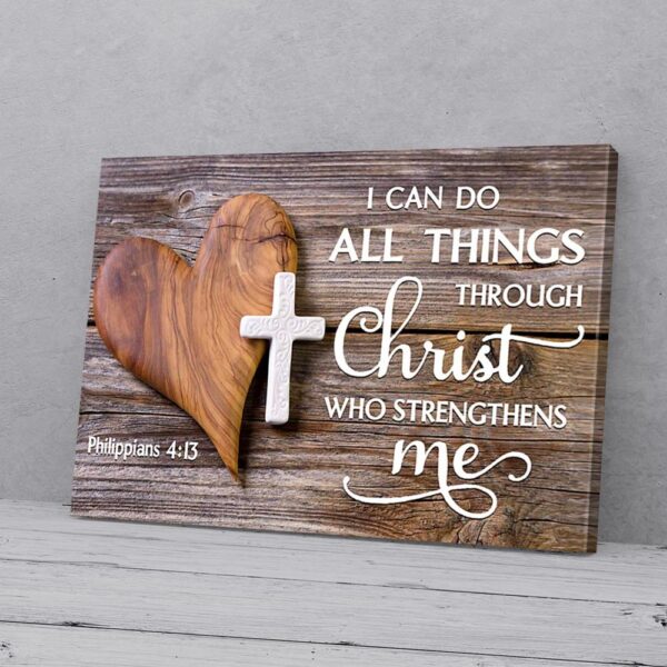 I Can Do All  Things Though Christ Heart Cross Matte Canvas