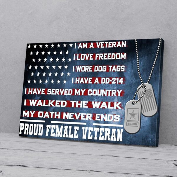 I Am A Veteran Proud Female Veteran Matte Canvas