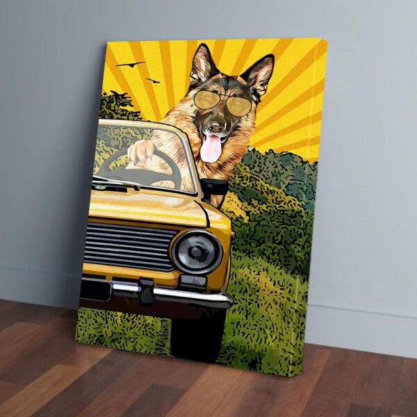 German Shepherd Driving Matte Canvas