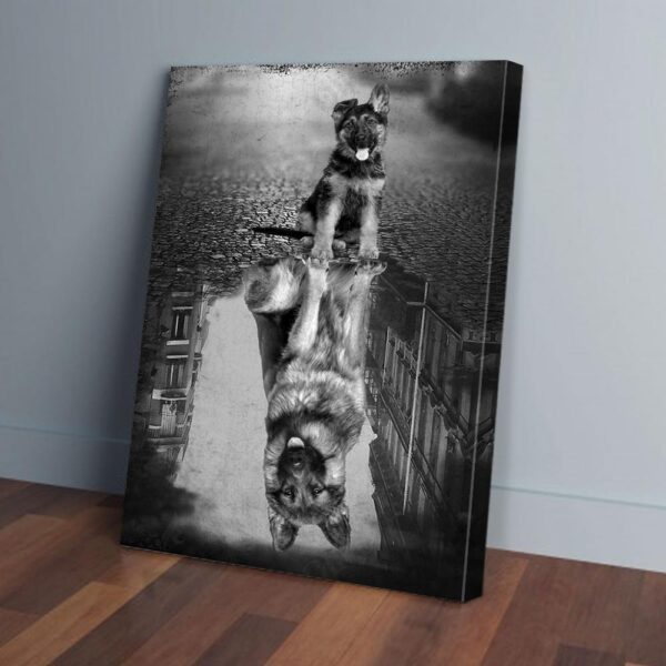 German Shepherd Water Reflection Mindset Matte Canvas