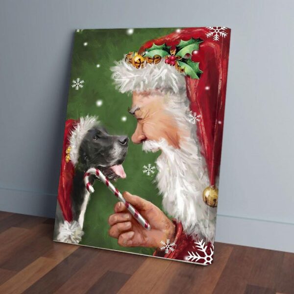 Great Dane Taking To Santa Claus Matte Canvas