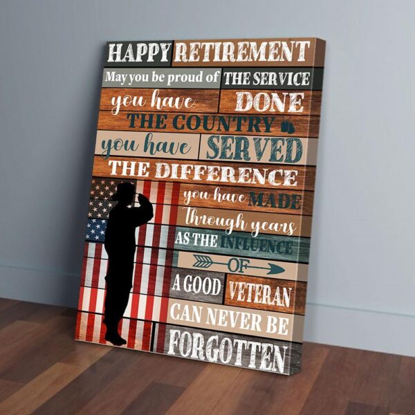 Happy Retirement Female Veteran Matte Canvas