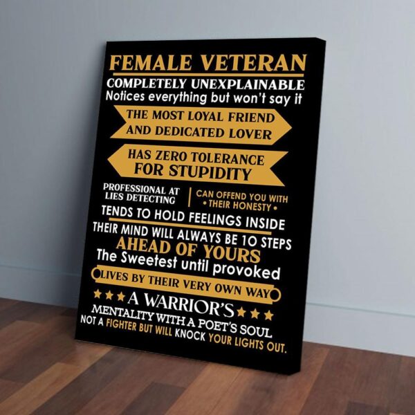 Female Veteran A Warriors Mentally With A Poet's Soul Matte Canvas
